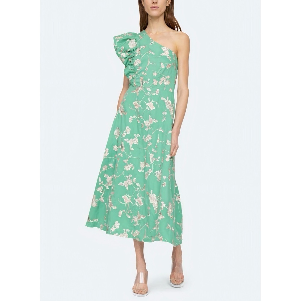 NWT SEA New York Midi Embroidered Floral Julian One-Shoulder Dress